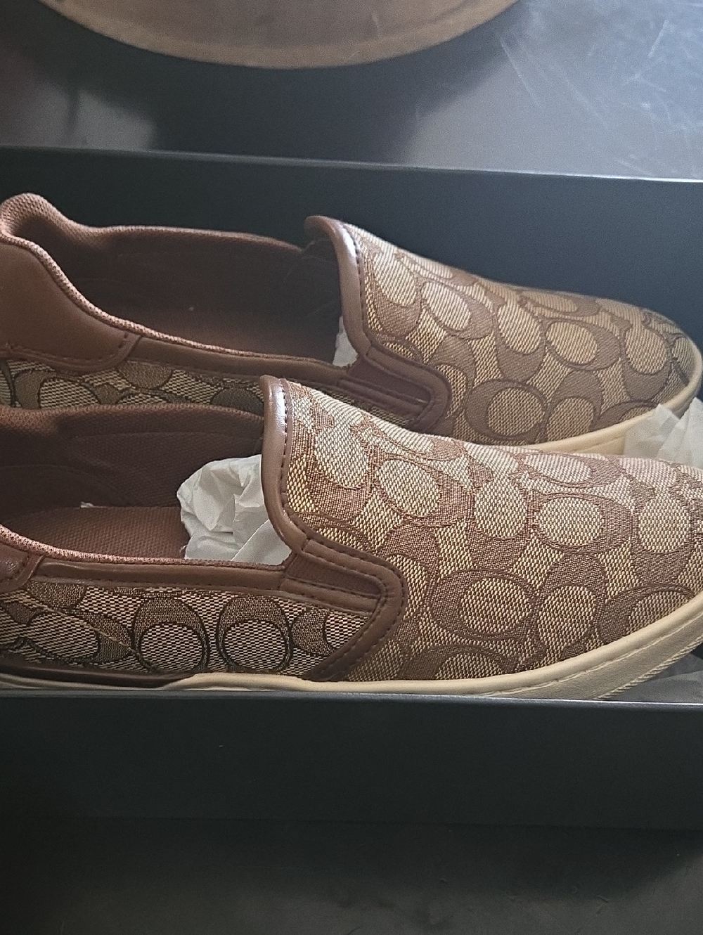 Coach Brown Signature Jacquard Slip-On Sneakers